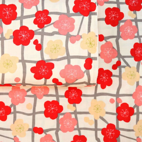 Sakura with Checked Pattern - Creme