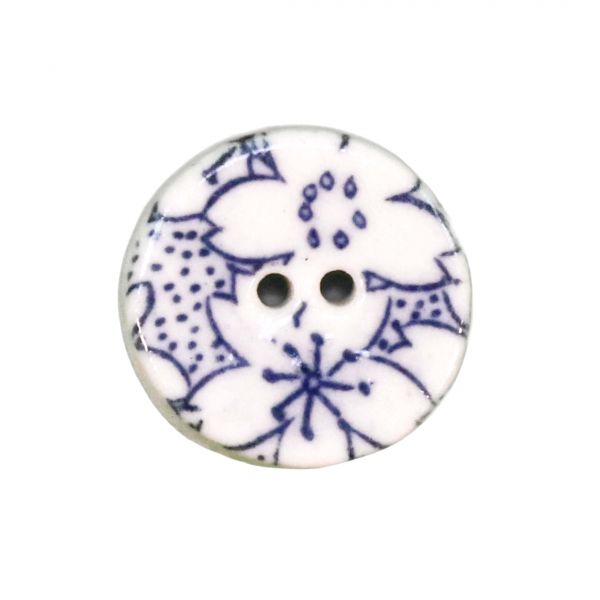 Keramik Knopf Sakura Blue - 15mm